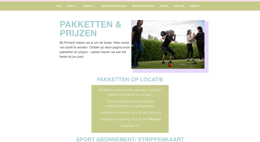 De pakketen en prijzen van Primavit